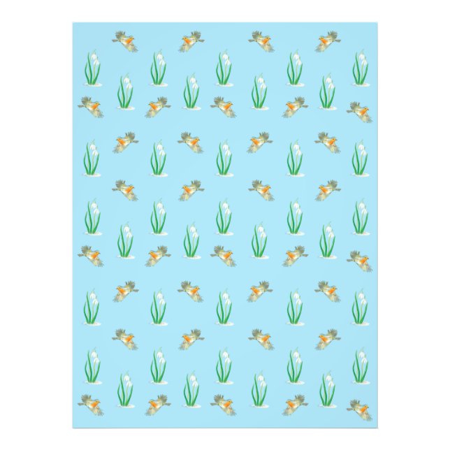 Foto Robins vermelhos e gotas de neve (Frente)