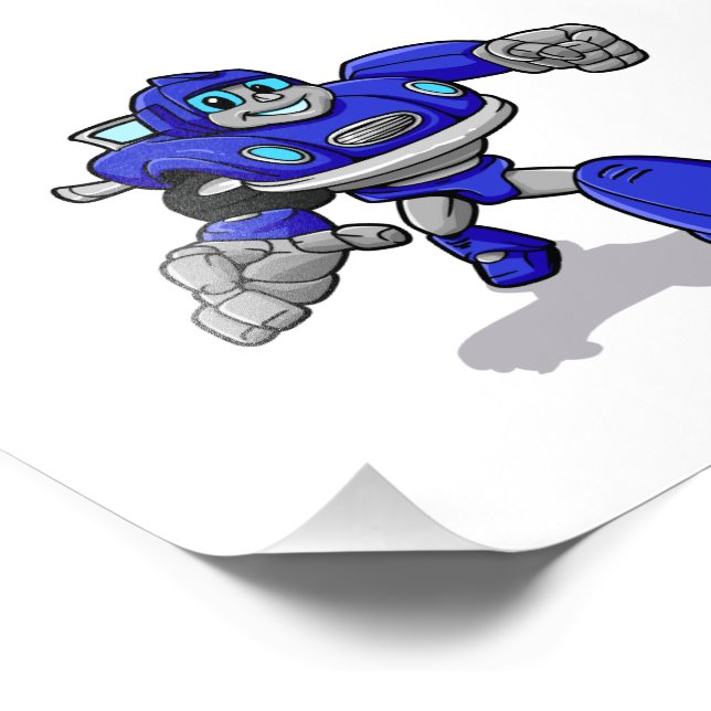 Jogo Educativo Das Crianças Coloração Robô Voador Azul imagem