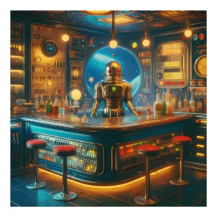 Foto Robô Barman em Bar de Mergulho da Era Espacial Int