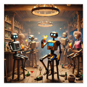 Foto robots having fun in a bar