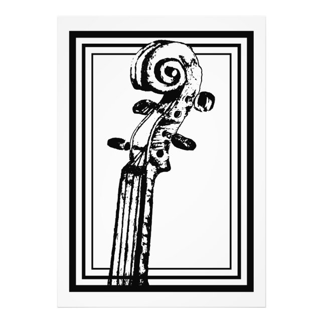 Foto Rolagem de violino preto e branco com contornos pr (Frente)