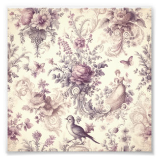 Foto Romantic French Roses Birds Decoupage