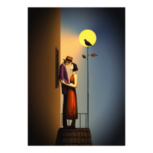 Foto Romântica Balcony de Lua - Vintage Noir Love