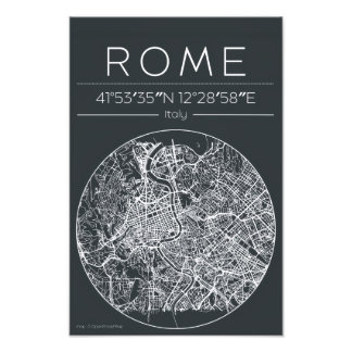 Foto Rome Circular City Map Poster Minimal Urban Poster