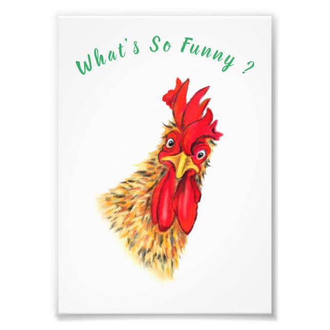 Foto Rooster Curioso Surpreendido - Texto Personalizado (Frente)