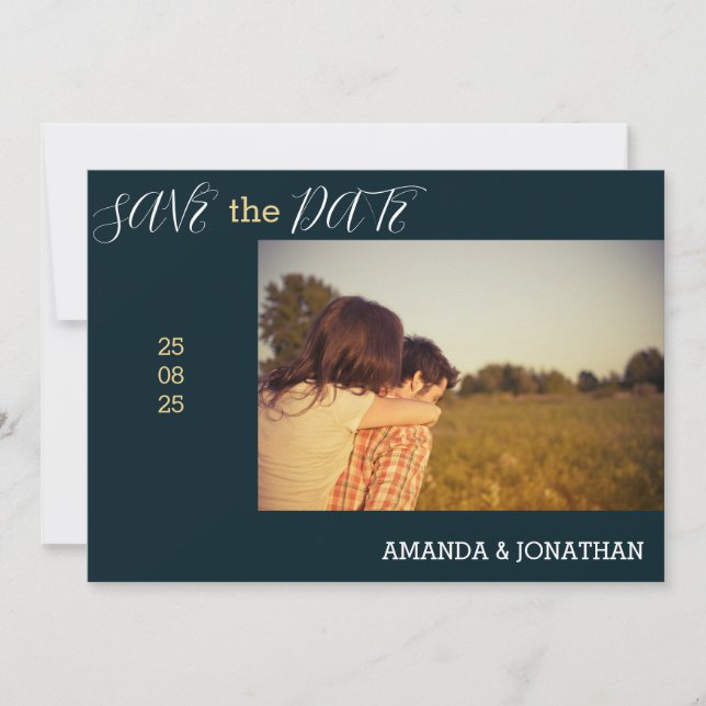 Foto rosa branca e azul marinho Salvar o cartão de (Frente)