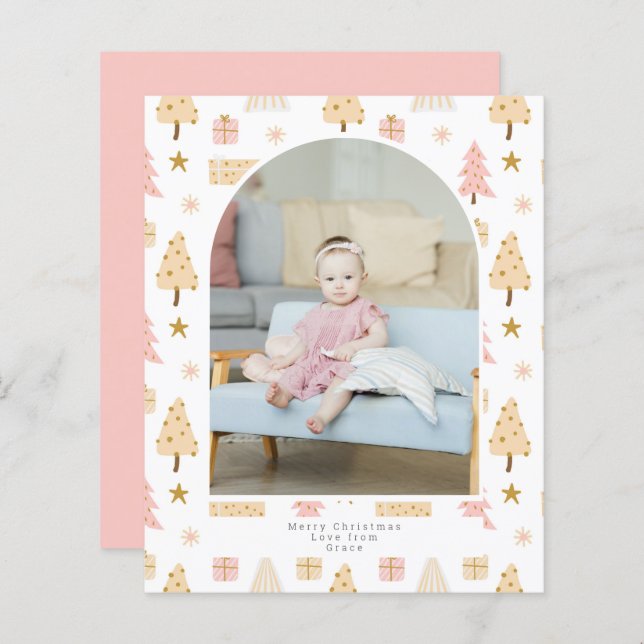 Foto rosa de árvore de Natal do BUDGET Personaliza (Frente/Verso)