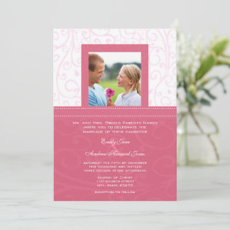 Foto Rosa MelSuckle Swirls Convite para Casamento
