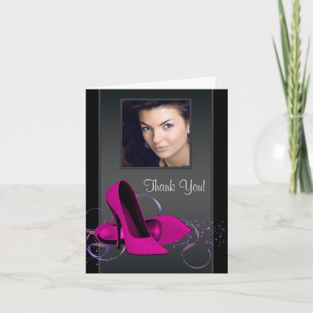 Foto rosa-quente Obrigado Cartões (Frente)