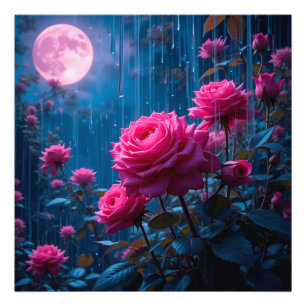 Foto Rosas Cor-de-Rosa Vibrantes em um Jardim Chuvoso a