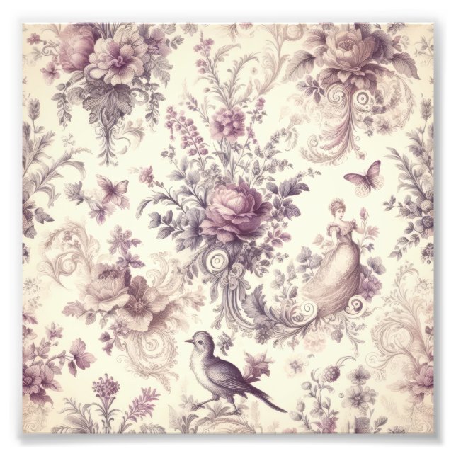 Foto Rosas Francesas Românticas Decoupage Pássaros (Frente)