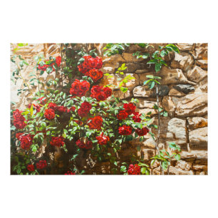 Foto Rosas vermelhas contra uma parede de pedra