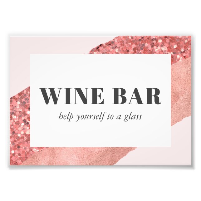 Foto Rose Gold, Blush & Sequin Bar de Vinho (Frente)