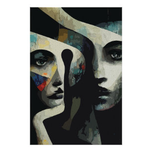 Foto Rostos Abstratos Surreais Entrelaçados