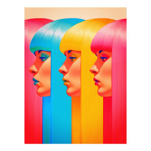 Foto Rostos Coloridos Perfis Laterais Multicor Vibrante