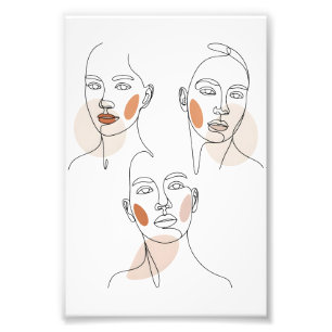 Foto Rostos de arte de linha minimalista feminina