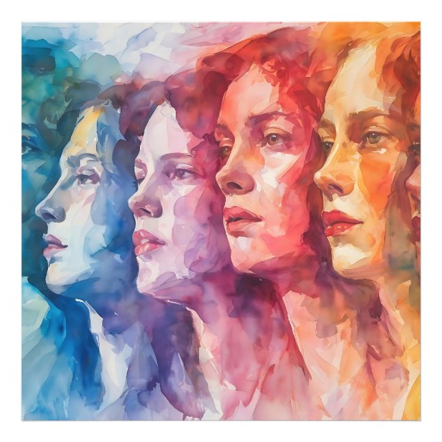 Foto Rostos femininos - Pintura por aquarela (Frente)