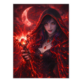 Foto Rote Mond-Zauberin – Dark Fantasy Poster