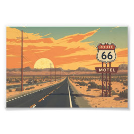 Foto Route 66 Sunset Vintage Road Travel Art