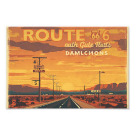 Foto Route 66 Vintage Sunset Road Art