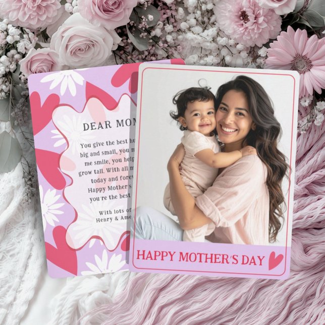 Foto roxa e vermelha do Dia das Mães feliz e fofa (Criador carregado)
