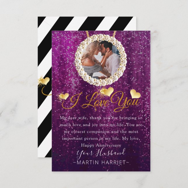 Foto Roxa Que Te Amo Cartão De Aniversário Para A  (Frente/Verso)