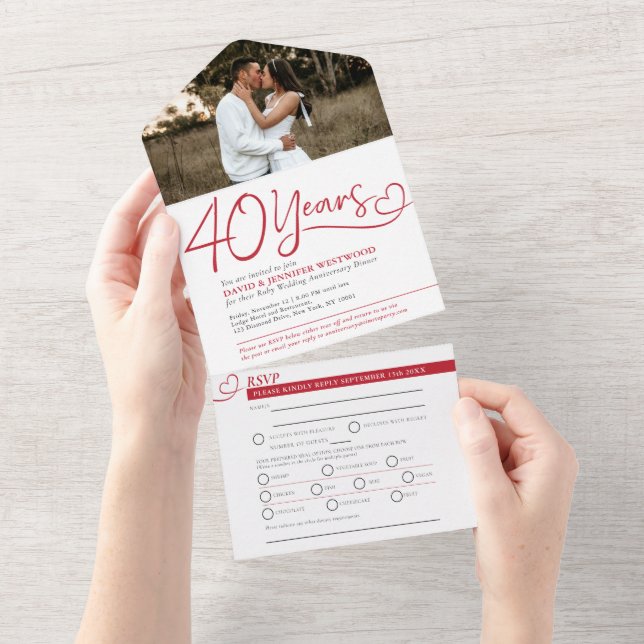 Foto RSVP do aniversário de casamento de Ruby (Aba destacável)