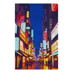 Foto Rua de cidade japonesa à noite