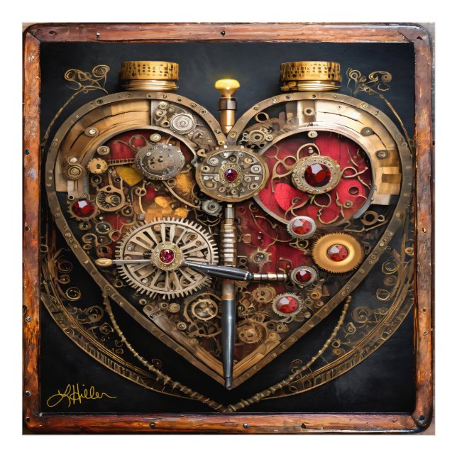 Foto Rubis e Engrenagens Steampunk Coração Sombrio  (Frente)