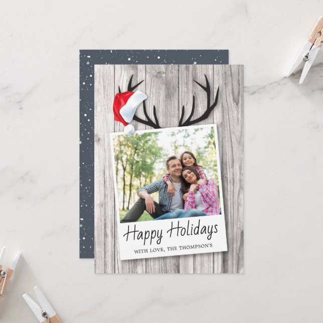 Foto Rustic Christmas Holiday Santa Hat (Frente/Verso In Situ)