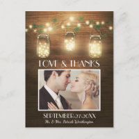 Foto Rustic Mason Jar Obrigado Cartões postais