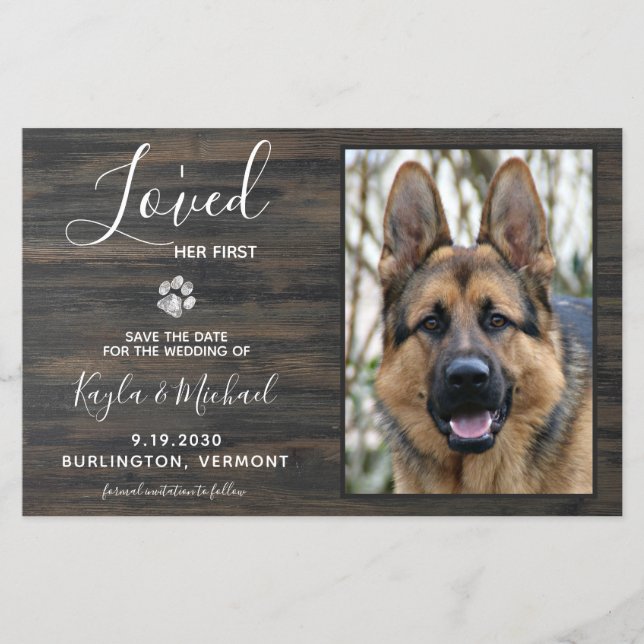 Foto Rustic Pet Budget Dog Casamento Salvem A Data (Frente)