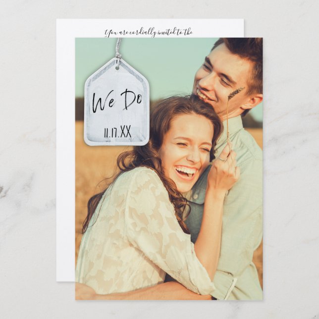 Foto Rustic Scrapbook No Convite De Casamento De T (Frente/Verso)