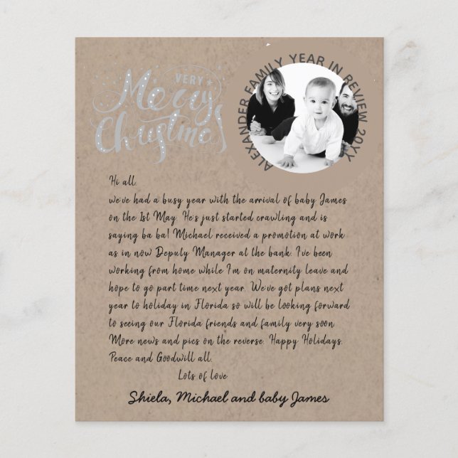 Foto Rustic Year in Review Vintage Manuscrito (Frente)