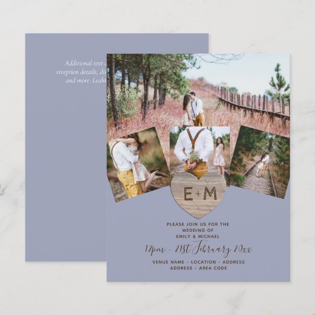 Foto Rústica do País: Casamento de Monograma de Co (Frente/Verso)