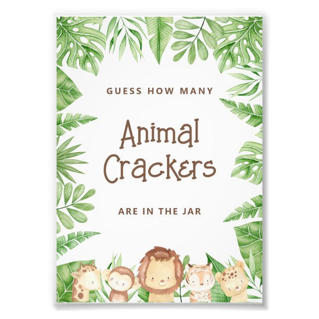 Foto Safari Guess Game Chá de fraldas - Sinal Editável (Frente)