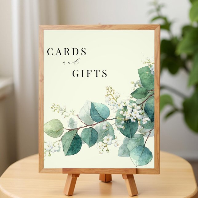 Foto Sage Green Eucalyptus Elegant Cards Gifts Sign (Criador carregado)