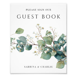 Foto Sage Green Eucalyptus Wedding Guest Book Sign