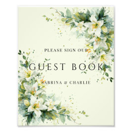 Foto Sage Green Lily Valley Wedding Guest Book Sign