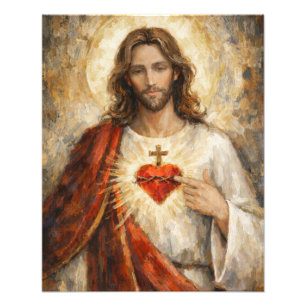 Foto Sagrado Coração de Jesus Pintura em Moldura Dourad
