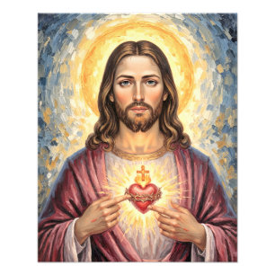 Foto Sagrado Coração Jesus Pintura em Moldura Dourada I