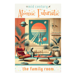 Foto Sala de estar familiar da era espacial futurista a