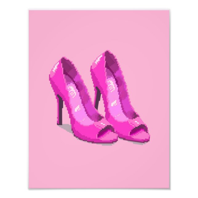 Foto Saltos Altos Rosa Estilo Pixel Art 64-Bit (Frente)