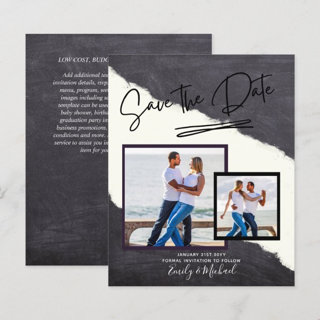 FOTO Salvar a data - Script manuscrito moderno (Frente/Verso)