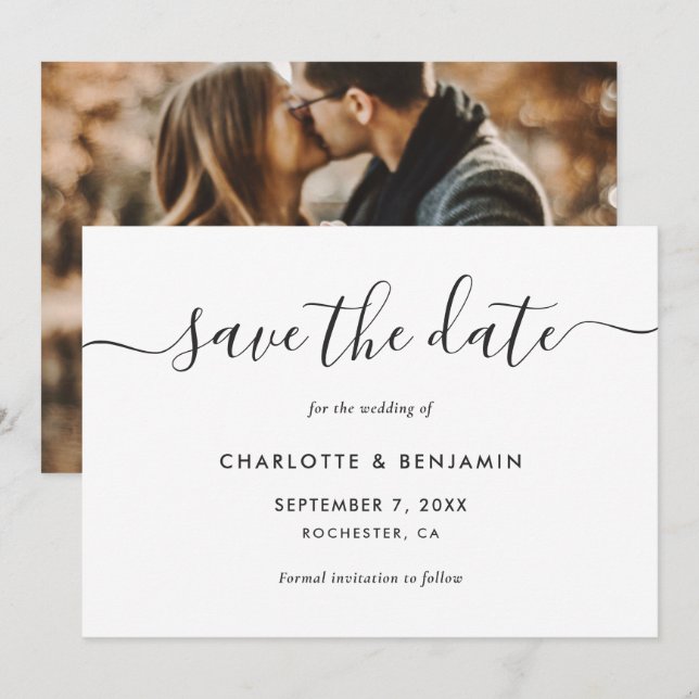 Foto: Salve O Script Elegante De Cartões De Data (Frente/Verso)