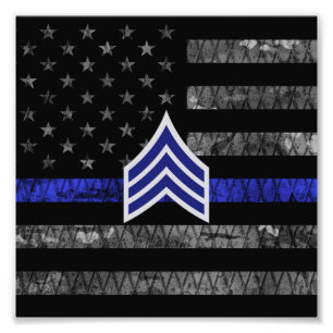 Foto Sargento Stripes Thin Blue Line Sinalizador de Dis