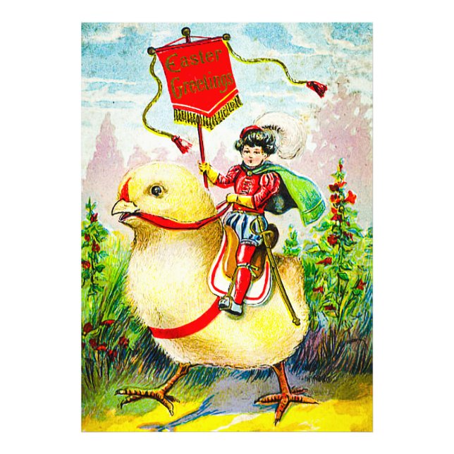 Foto Saudações à Páscoa Whimsical: Cavaleiro sobre o Pi (Frente)