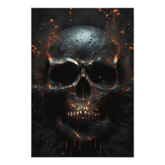 Foto Schwarz matter Totenkopf mit Bronze