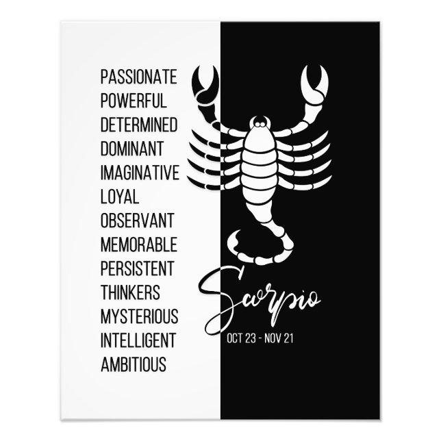 Foto Scorpio Zodiac Sinal, Poster preto e branco (Frente)