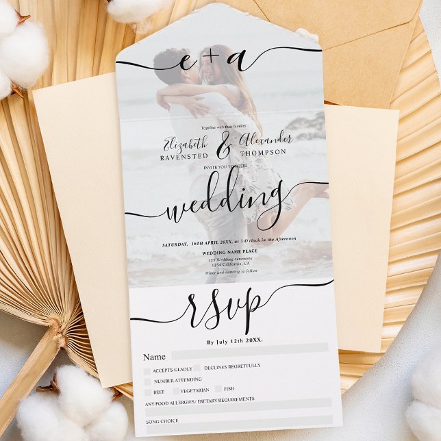 Foto: script de iniciais preto branco casamento (Criador carregado)